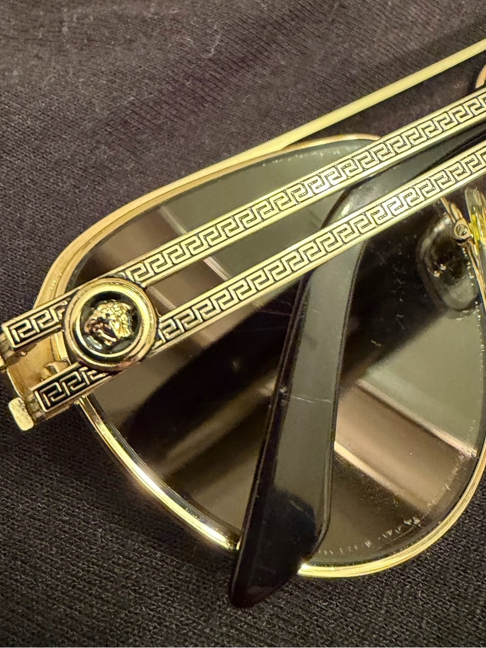Versace Gold and Black Greek Key Men’s Aviator Sunglasses